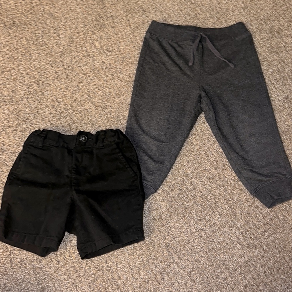 2t black shorts and 2t grey sweatpants bundle.